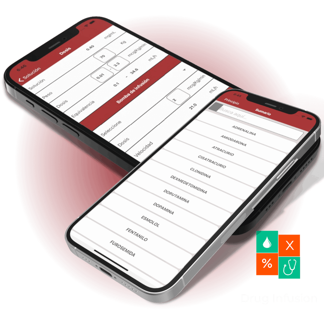 Imagem do celular com o aplicativo drug infusion
