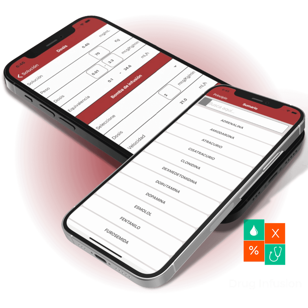 Imagem de el celular com la aplicación Drug Infusion