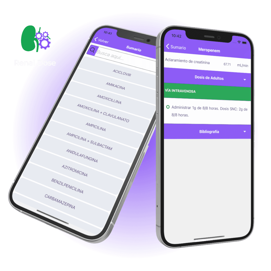 Imagem do celular com o aplicativo Renal Dose